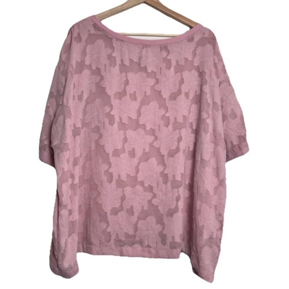 Romantic Pink Textured Sheer Floral Top Size 3X